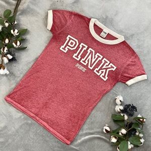 Pink brand lightweight t-shirt. Heather red with white lettering. Womens size XS
